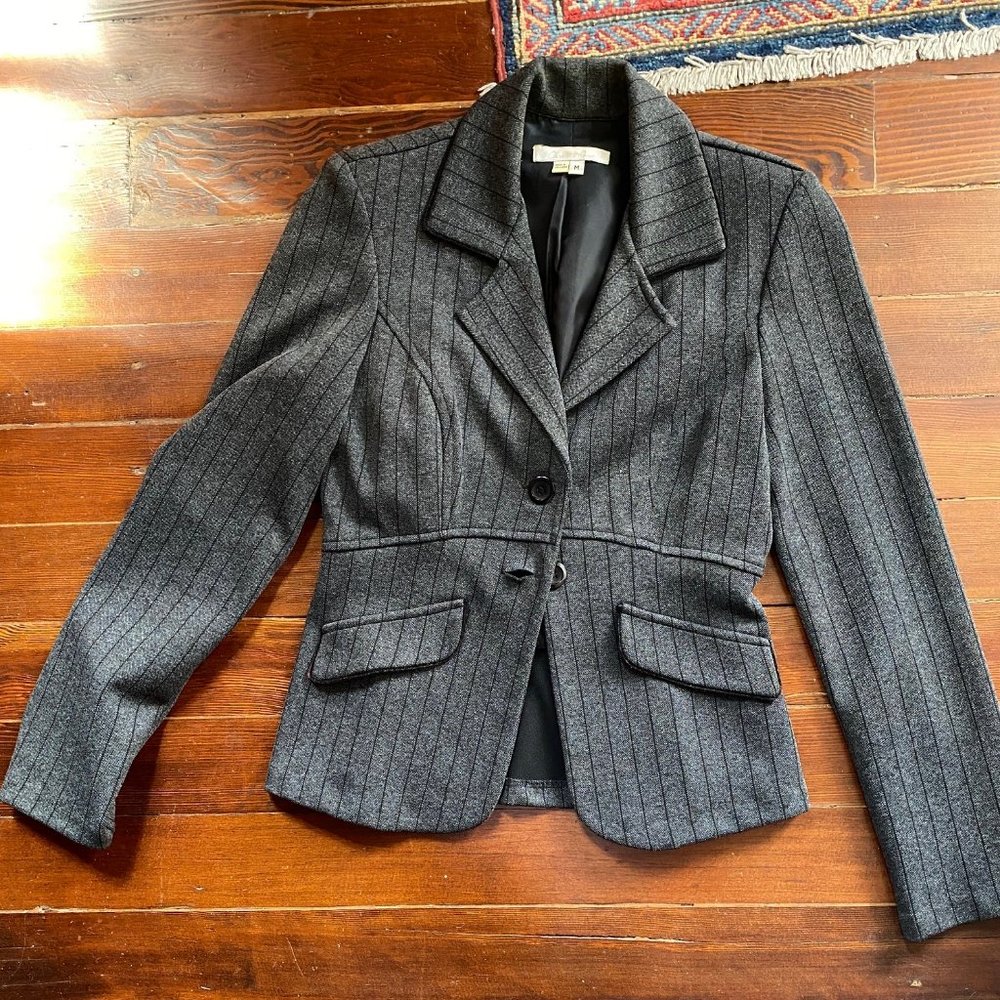 Vintage Charlotte Russe grey pinstriped tailored jacket M